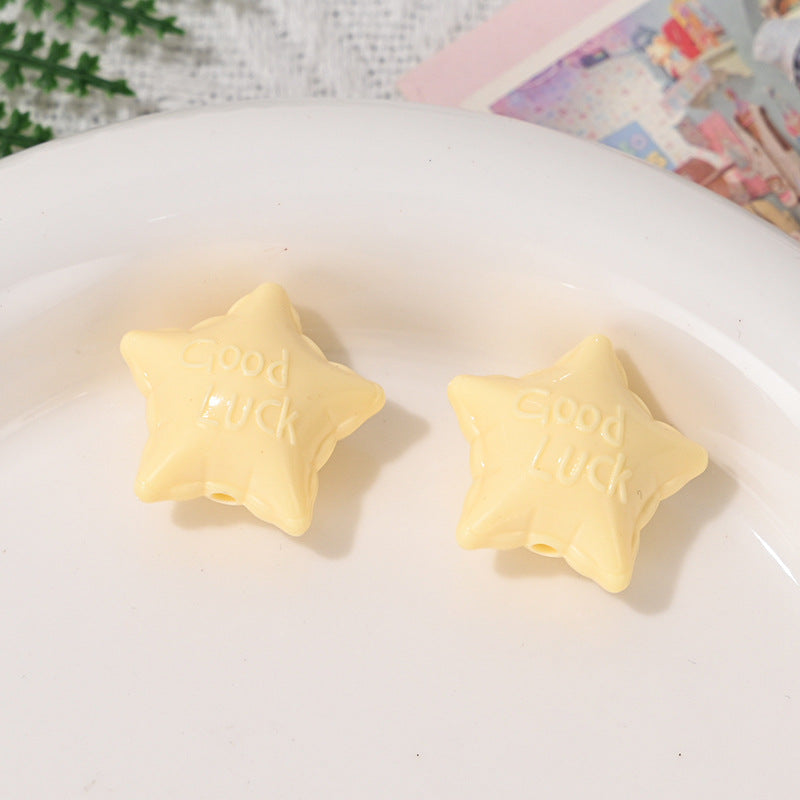 Wholesale 10pcs/pack Colorful Acrylic Lucky Star Straight Hole Beads